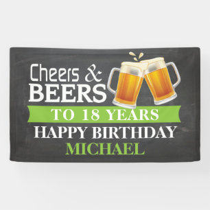 Alegres y cervezas Felices 18º Pancarta de cumple