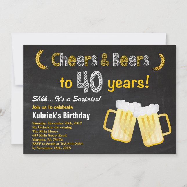 Alegres y cervezas sorpresa 40.ª invitación de cum (Anverso)