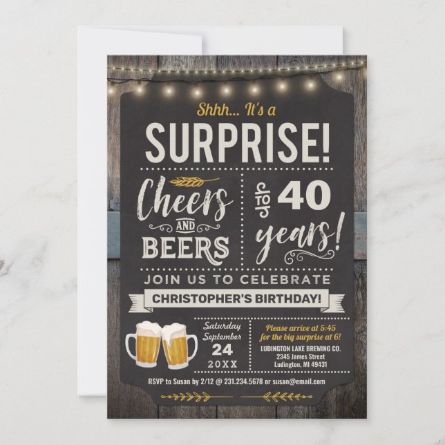 Alegres y cervezas sorpresa 40.ª invitación de cum (Anverso)