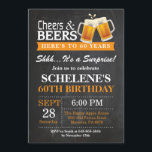 Alegres y cervezas sorpresa Invitación a los 60 añ<br><div class="desc">Tarjeta de invitación de cumpleaños número 60 para sorpresas y víboras. Cumpleaños de adultos. Naranja. 16.º 18.21.30.40.50.60.70.80.90.100. Cualquier edad. Para una mayor personalización,  haga clic en el botón "Personalizar" y utilice nuestra herramienta de diseño para modificar esta plantilla.</div>