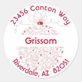 Alegría a la etiqueta de la dirección de devolució