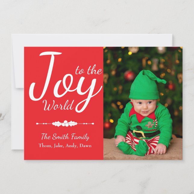 Alegría a la tarjeta de fotos de la Navidad Roja M (Anverso)