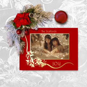 Alegría a la tarjeta de Navidades de la Poinsettia