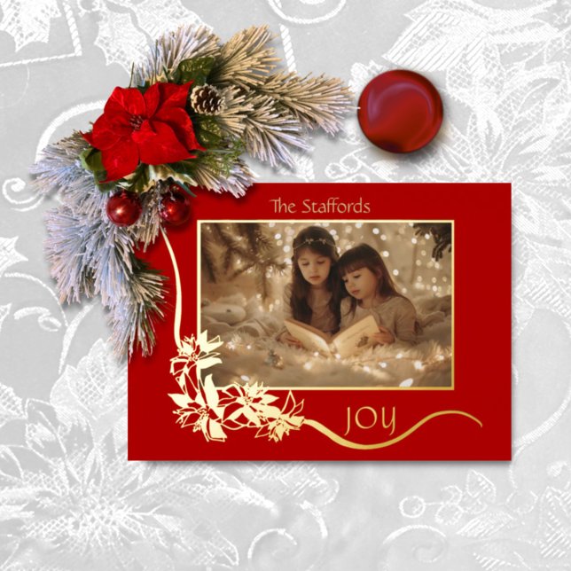 Alegría a la tarjeta de Navidades de la Poinsettia (Subido por el creador)