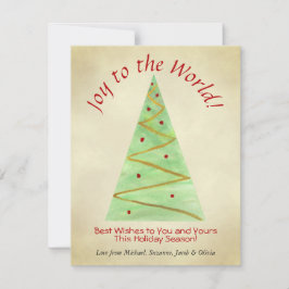 ¡Alegría al mundo! Árbol de Navidad acuarela simpl