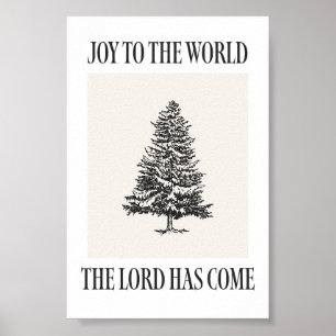 Alegría al Mundo Árbol Vintage Impresión de Navida