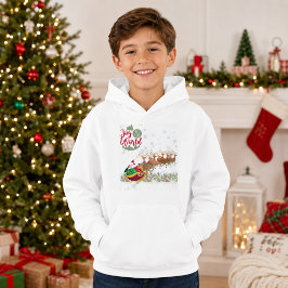 Alegría al mundo chicos trineo Santa Navidad