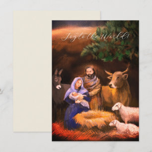 Alegría al mundo, escena de la natividad, tarjeta