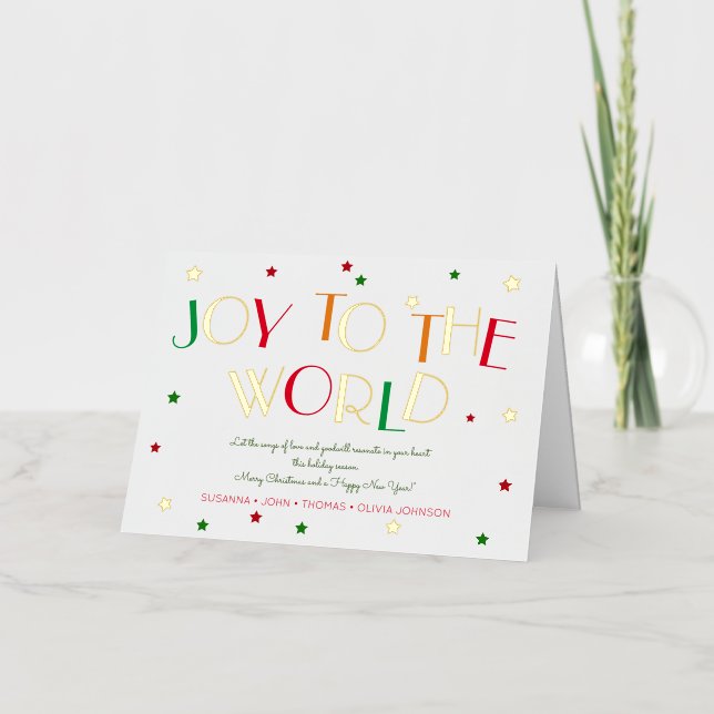 Alegría al mundo, tarjeta de saludo de navidades d (Anverso)