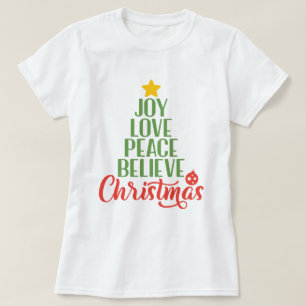 Alegría, amor, paz creen que las camisetas de las