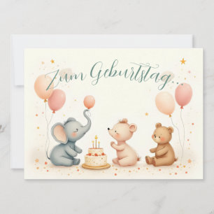 Alegría animal de cumpleaños con globos
