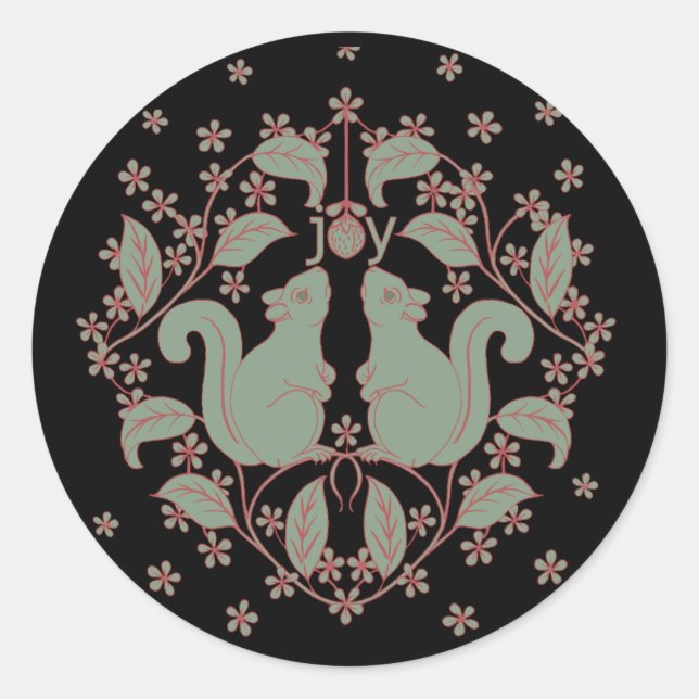 Alegría ardillas con flores Pegatina de arte anima (Anverso)