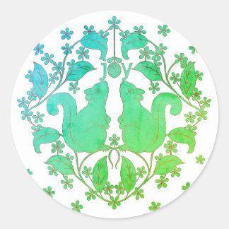 Alegría ardillas con flores Pegatina de arte anima