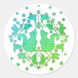 Alegría ardillas con flores Pegatina de arte anima