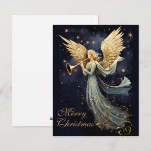 Alegría celestial en tarjeta de Navidad de ángel a