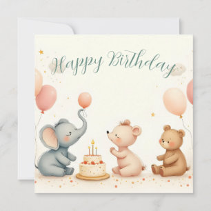 Alegría de cumpleaños animal con globos