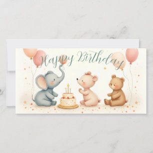 Alegría de cumpleaños animal con globos