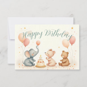 Alegría de cumpleaños animal con globos