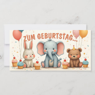Alegría de cumpleaños con amigos animales