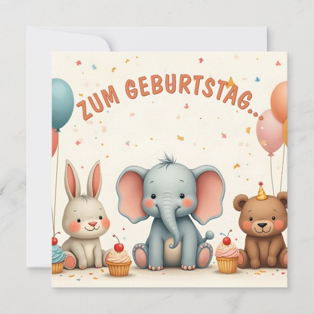 Alegría de cumpleaños con amigos animales (Anverso)