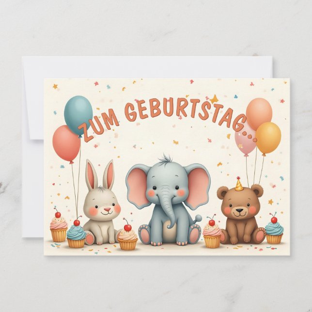 Alegría de cumpleaños con amigos animales (Anverso)