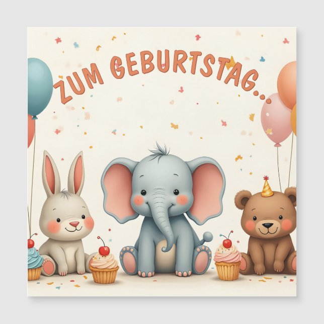 Alegría de cumpleaños con amigos animales (Anverso)