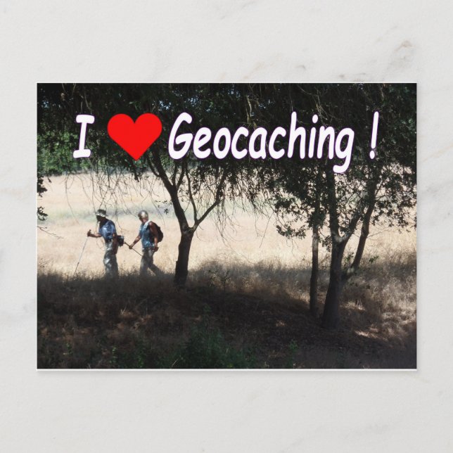 Alegría de la postal de Geocaching: excursionistas (Anverso)