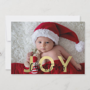 Alegría de Navidad Lámina dorada y foto moderna en