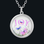 Alegría del collar de las mariposas voladoras<br><div class="desc">Alegría de primavera - Mariposas coloridas volando en la naturaleza - Pintura - Personalizable - Elegir / Añadir su texto único - Nombre / Colores / Fuente / Tamaño / Elementos - Imagen / más - Hacer su regalo especial - Redimensionar y mover o eliminar y agregar elementos / texto...</div>