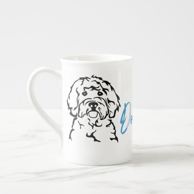 ¡Alegría del Doodle de la porcelana de hueso! Taza (Izquierda)