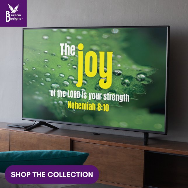 Alegría del Señor Marco de arte cristiano para TV  (Vibrant greenery with Christian JOY OF THE LORD art for your display TV)