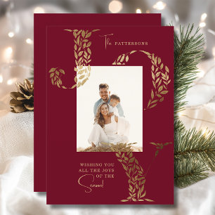 Alegría Elegante Tarjeta de Navidad con Foto Flora