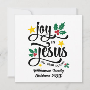 Alegría en Jesús Tarjeta de Navidad Cristiana Fami