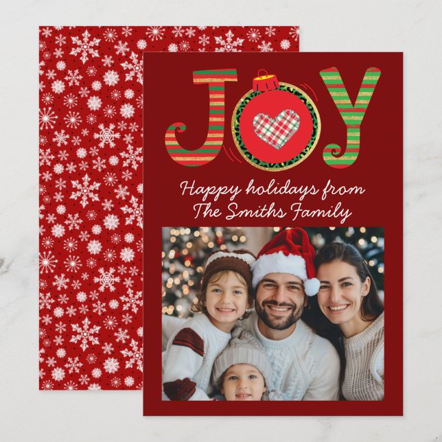 Alegría Navidad Familia Patrón Copos de Nieve (Anverso / Reverso)