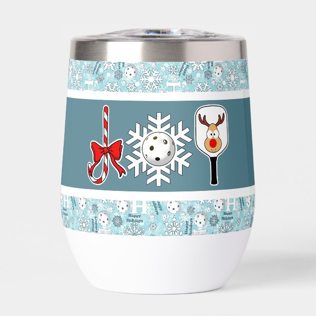 Alegría Navideña de Pickleball Copo de Nieve Azul  (Frente)