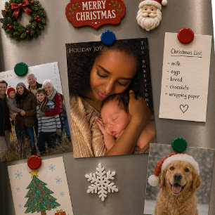 Alegría Navideña Moderno Foto Magnética de Navidad