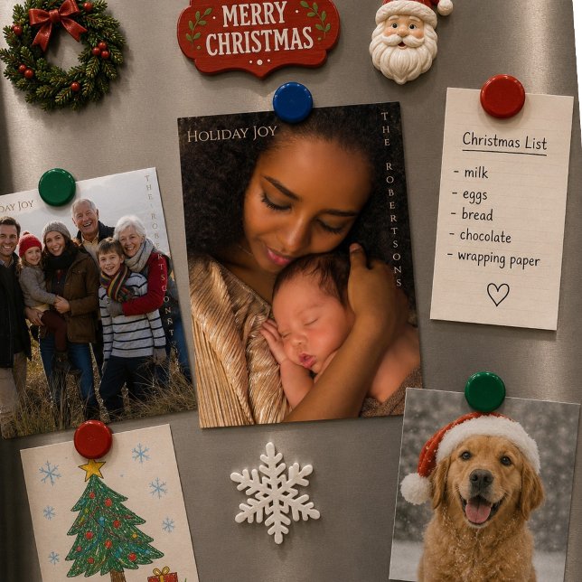 Alegría Navideña Moderno Foto Magnética de Navidad (Subido por el creador)