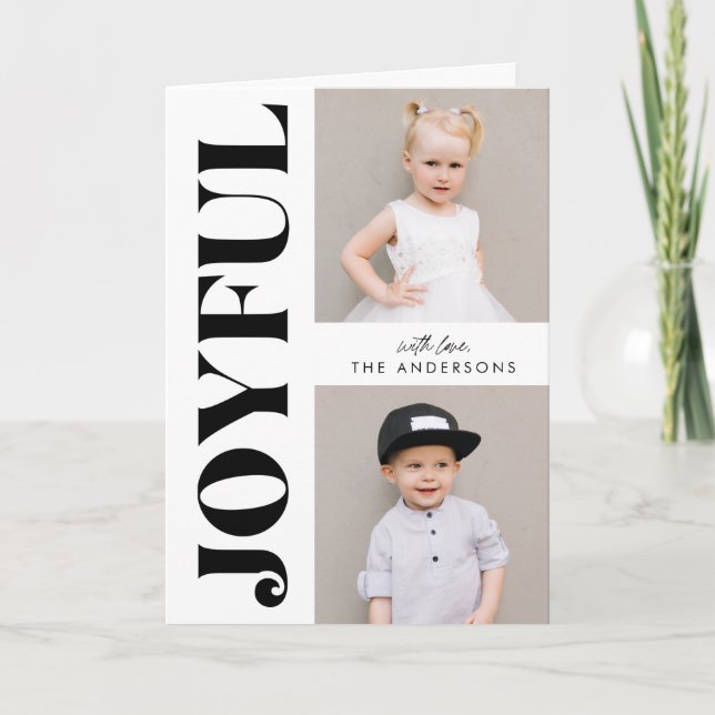 Alegría negra y blanca Navidad moderna 3 Foto (Anverso)