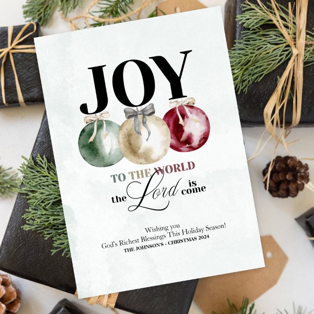 Alegría Por La Tarjeta De Festividad Mundial (Celebrate the reason for the season with this "Joy To The World, The Lord is Come" holiday card.)