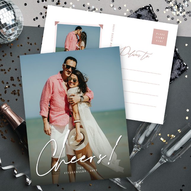 Alegría simple guión moderno foto postal de festiv (Subido por el creador)