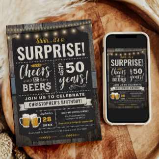 Alegría sorpresa y cerveza 50 años de invitación