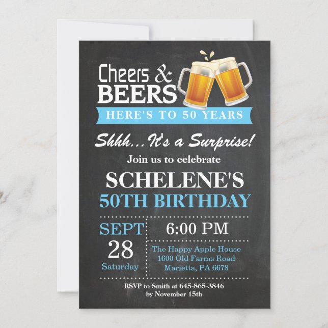 Alegría sorpresa y cerveza 50 años de invitación (Anverso)
