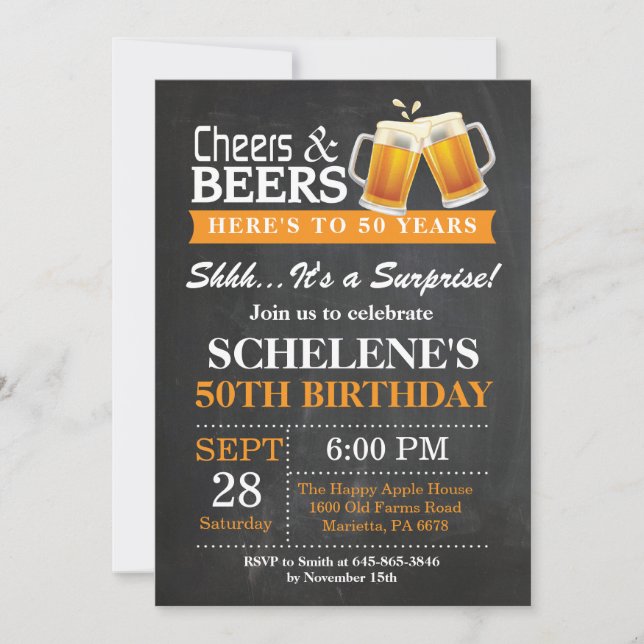 Alegría sorpresa y cerveza 50 años de invitación (Anverso)