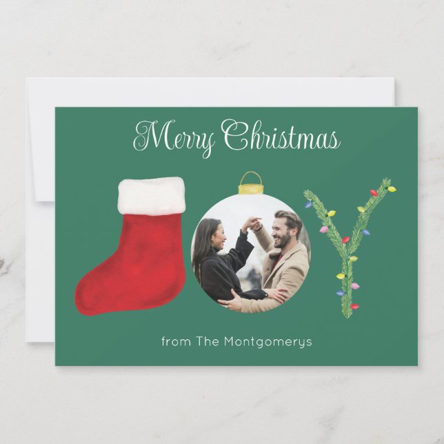 Alegría Tipografía moderna Acuarela Navidad Verde (Anverso)
