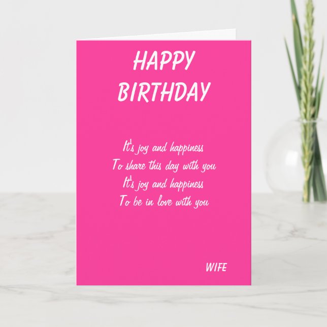Alegría y tarjetas de cumpleaños de la esposa feli (Anverso)