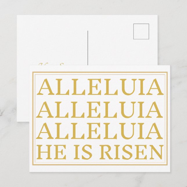 Aleluia: tarjeta postal católica de saludo de Pasc (Anverso / Reverso)