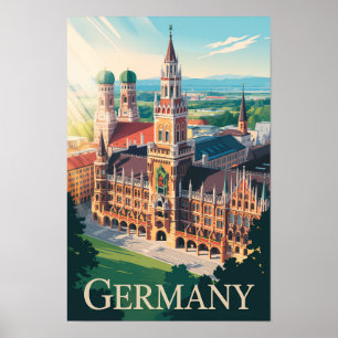 Alemania Munich Ilustracion Viaje Arte Viaje Vinta
