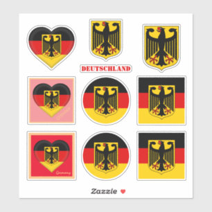 Alemania pegatinas y bandera alemana, corazón/dep