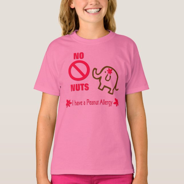 Alergia de cacahuete sin nueces Camiseta elefante (Anverso)