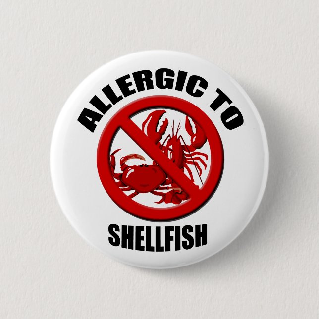 Alérgico al Shellfish Botón de alerta médica están (Anverso)